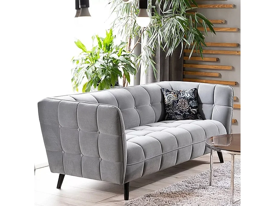 Sofá 3 plazas diseño terciopelo gris Compi