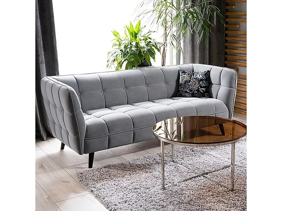 Sofá 3 plazas diseño terciopelo gris Compi