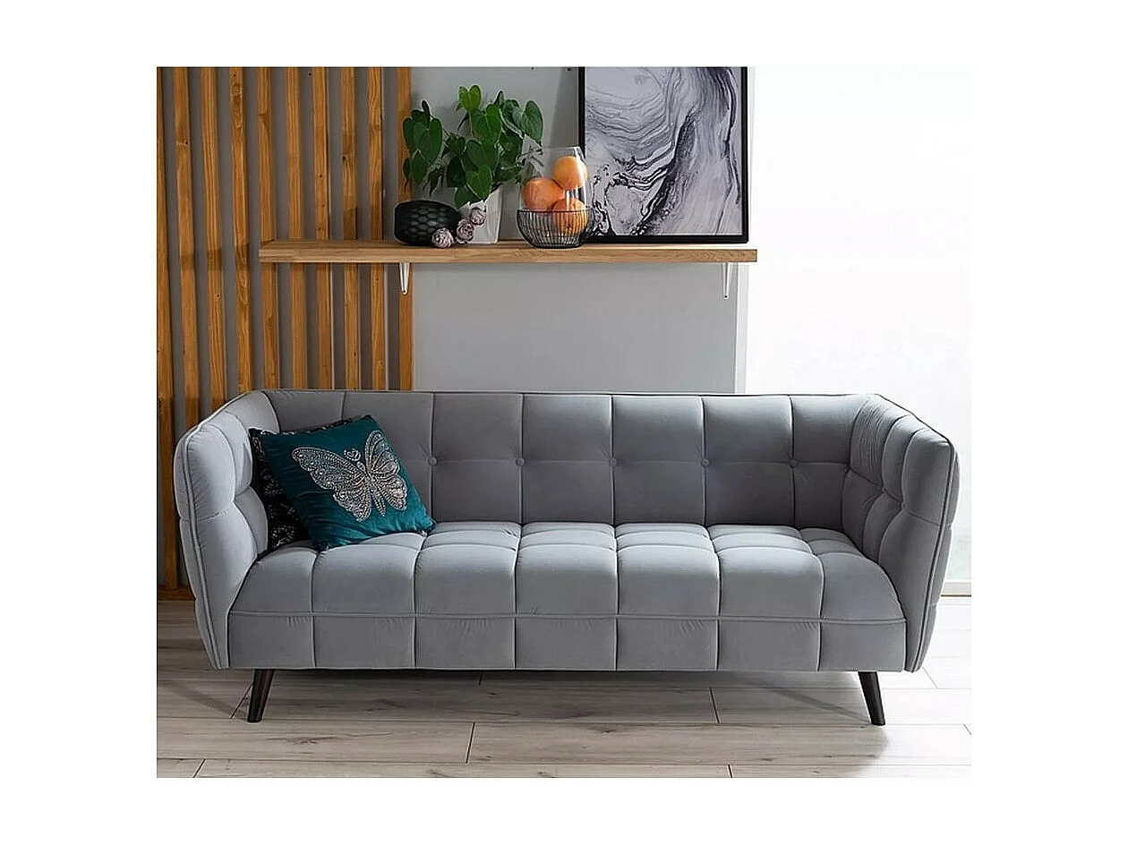 Sofá 3 plazas diseño terciopelo gris Compi