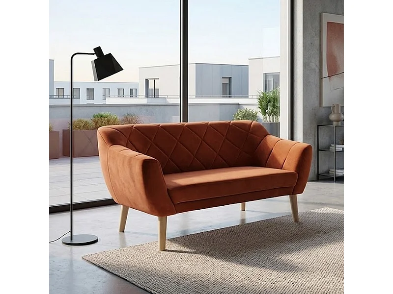 Canapé design velours cannelle & hêtre Blink