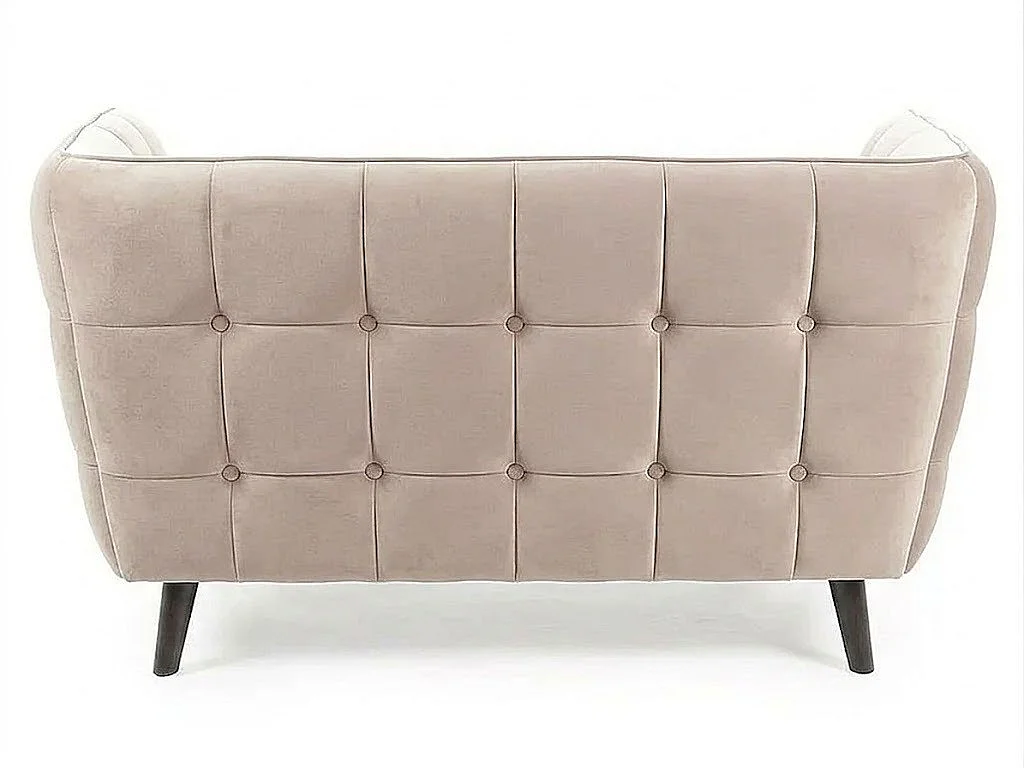 Canapé 2 places capitonné velours beige Compi