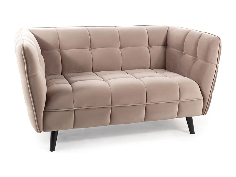Divano a 2 posti con rivestimento in velluto beige Compi