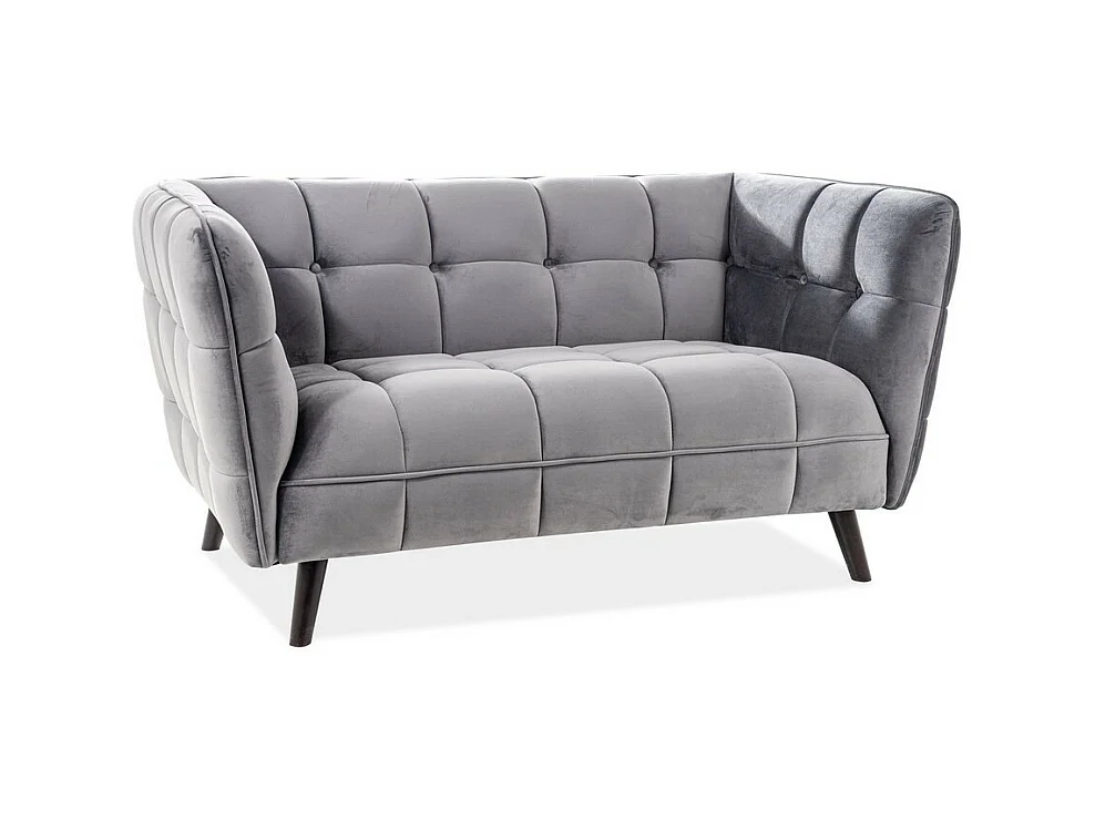 Canapé 2 places design velours gris capitonné Compi