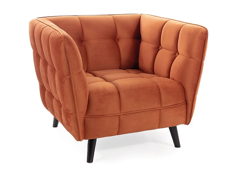 Sillón cuadrado Compi de terciopelo canela