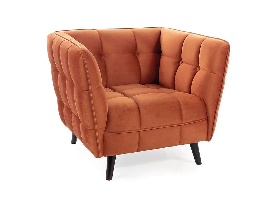 Fauteuil design carré velours cannelle Compi