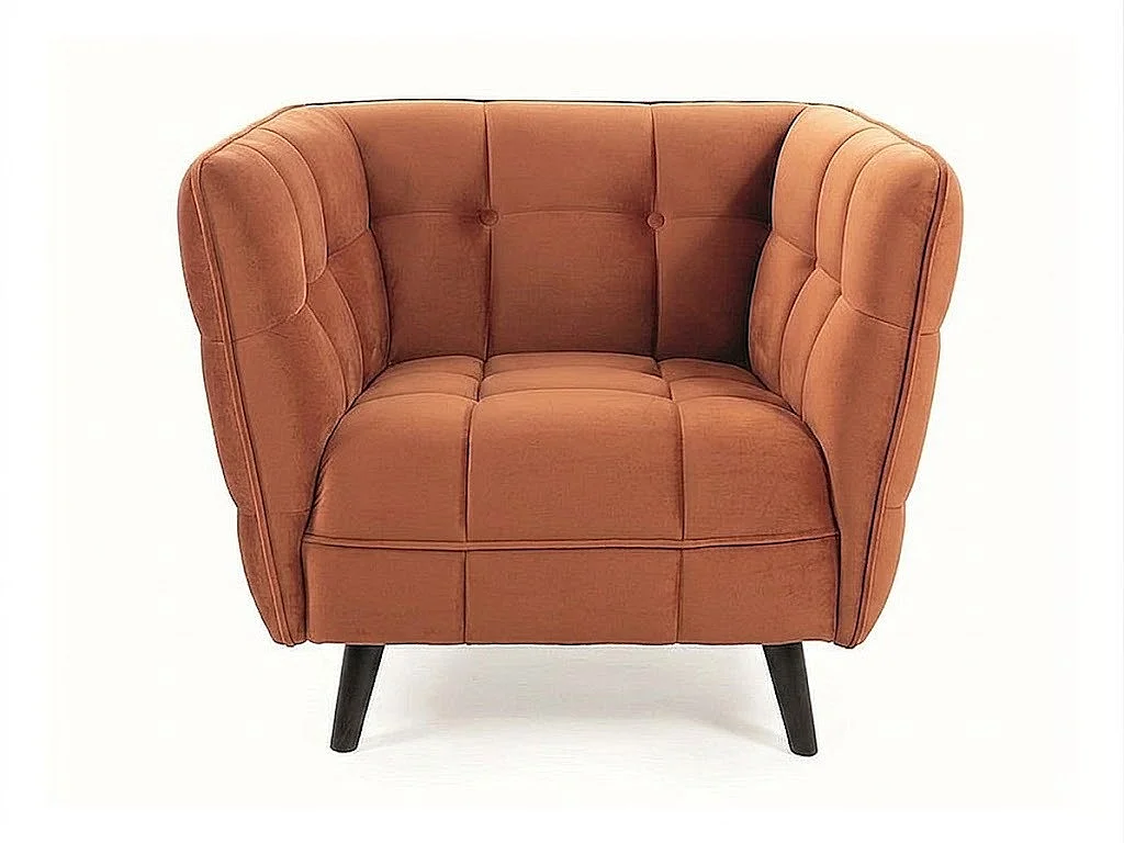 Fauteuil design carré velours cannelle Compi