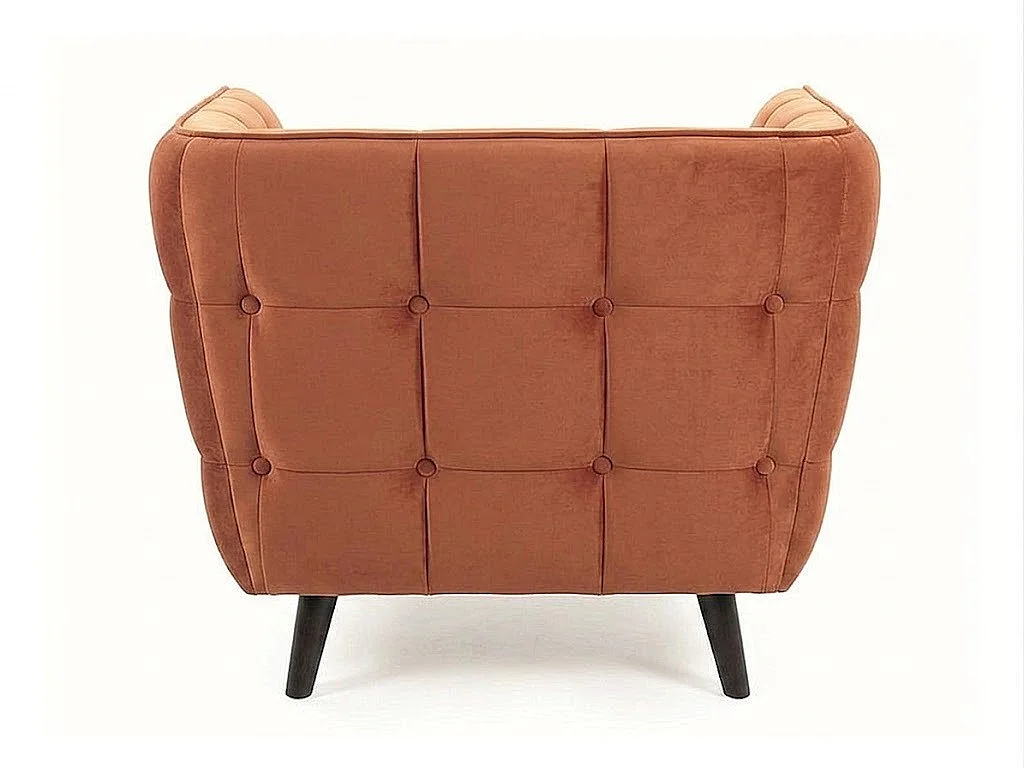 Fauteuil design carré velours cannelle Compi