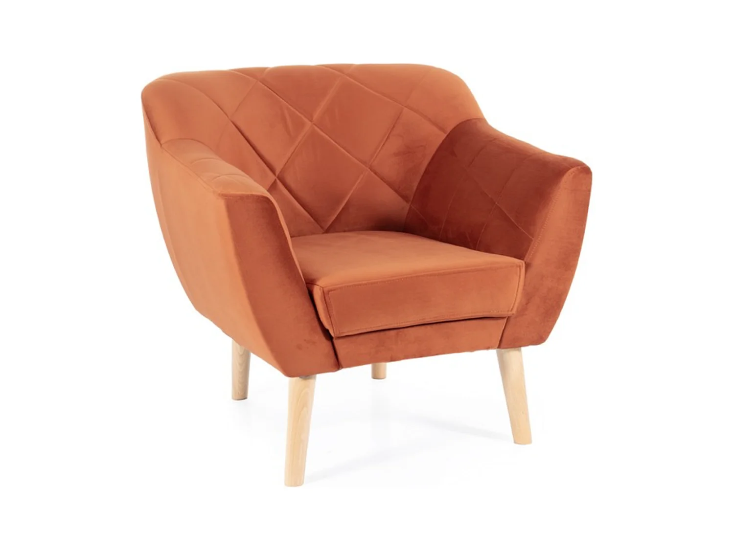 Fauteuil design velours cannelle & hêtre Blink