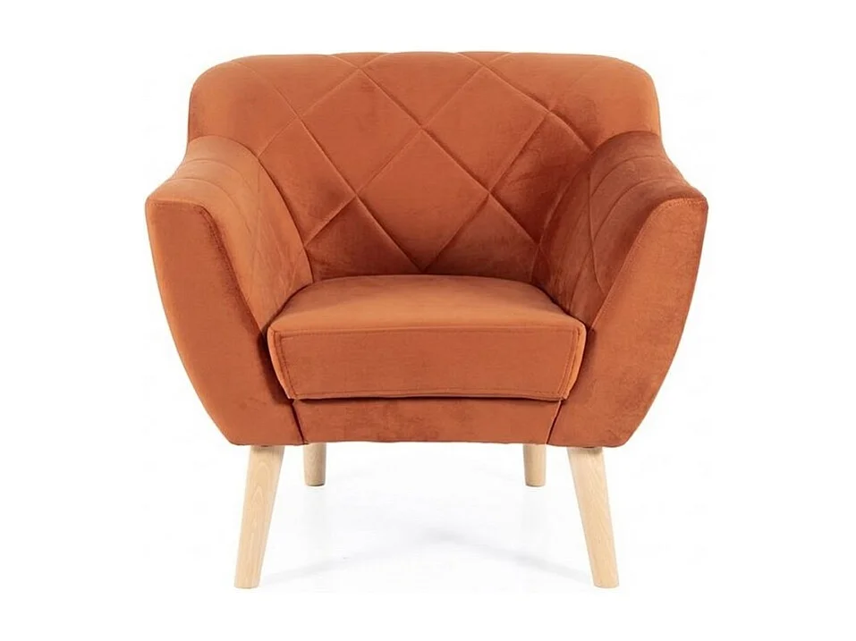 Poltrona Blink in velluto cannella e faggio design