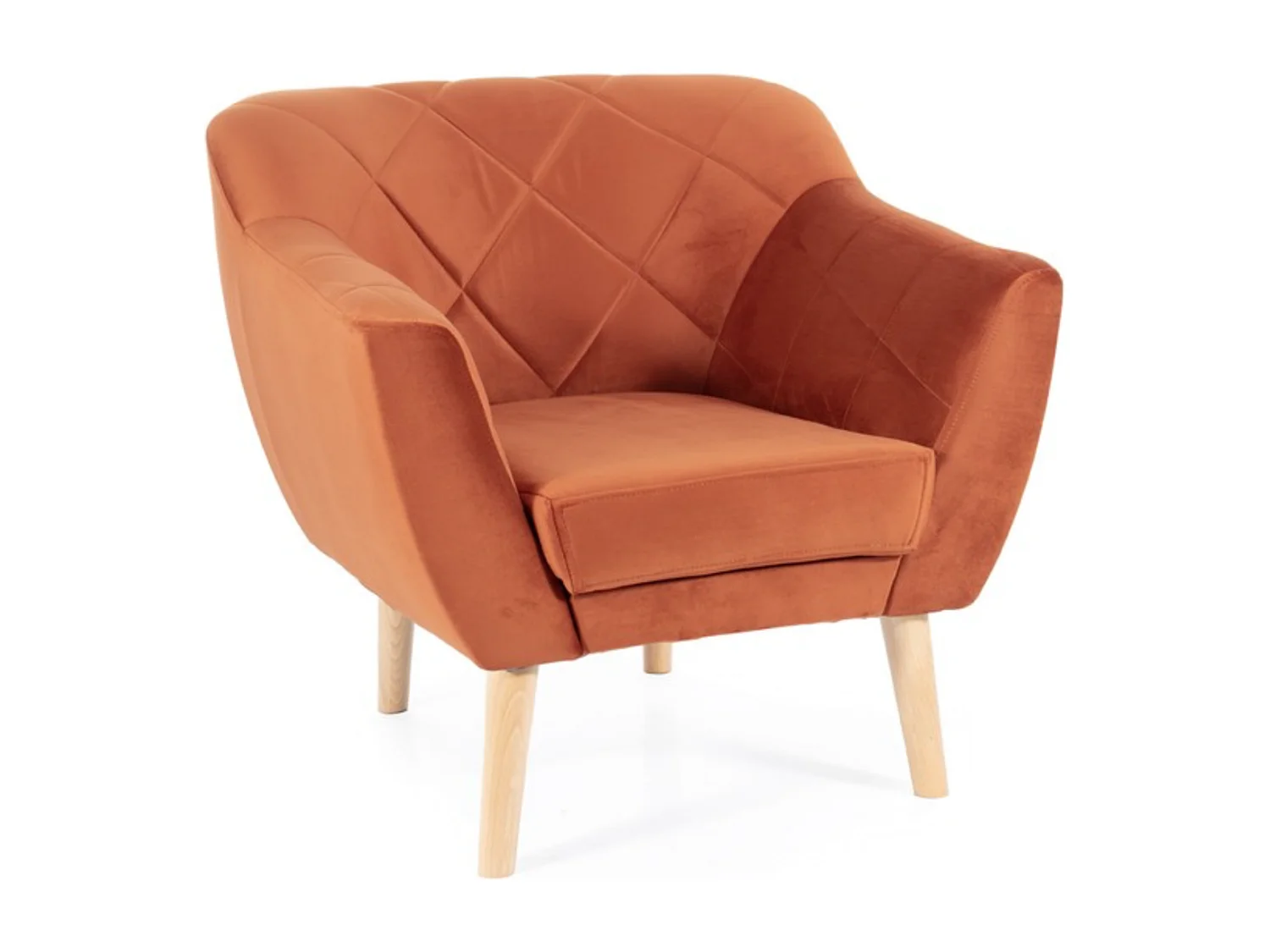 Poltrona Blink in velluto cannella e faggio design