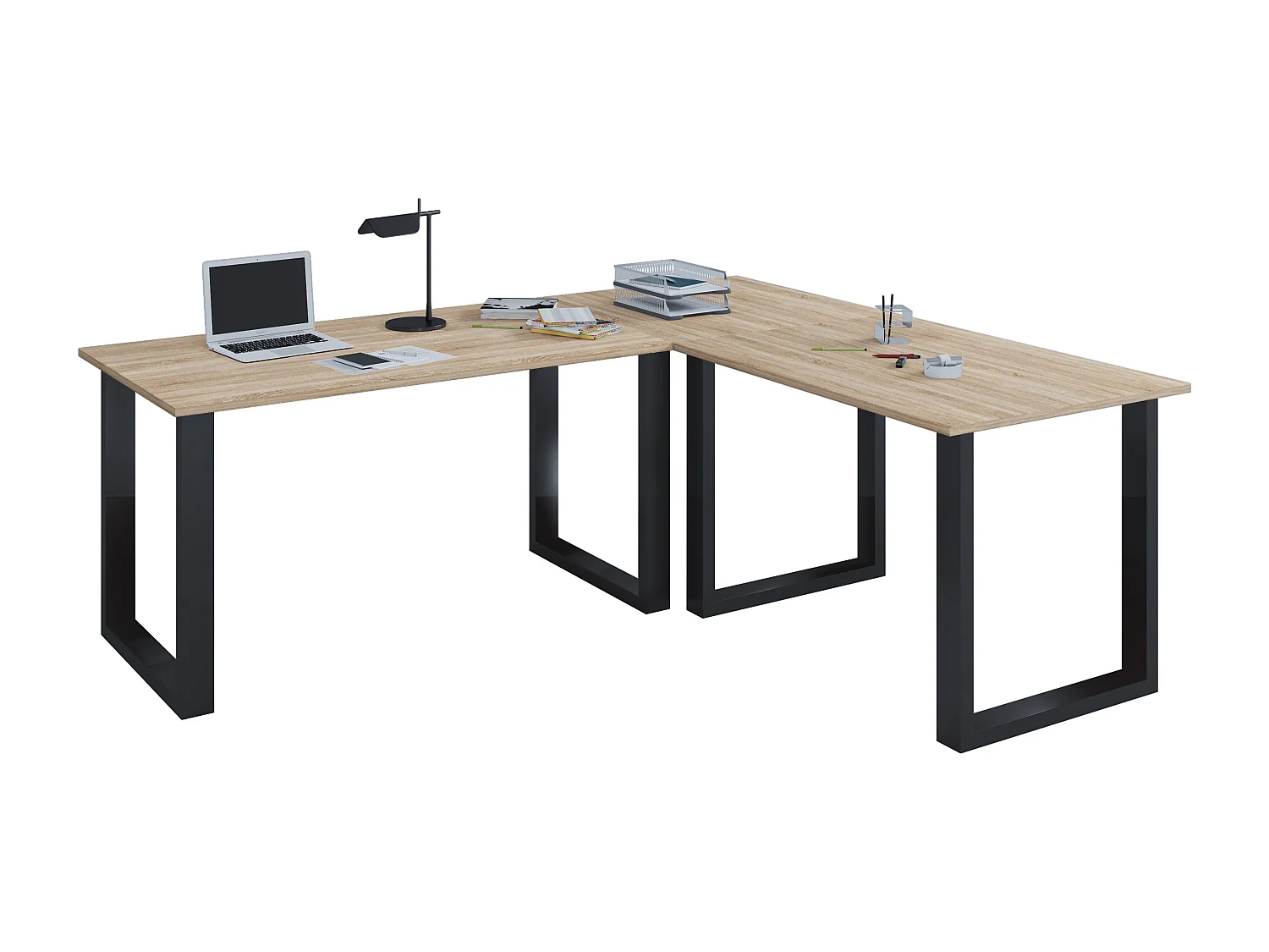 Scrivania angolare Lona 80 cm U alluminio nero