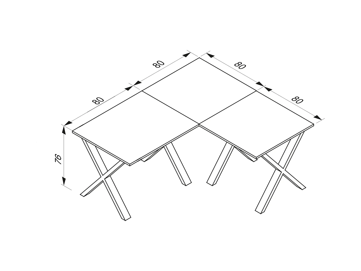 Desk Lona Black / White H. 76 x W. 160 x D. 160 cm