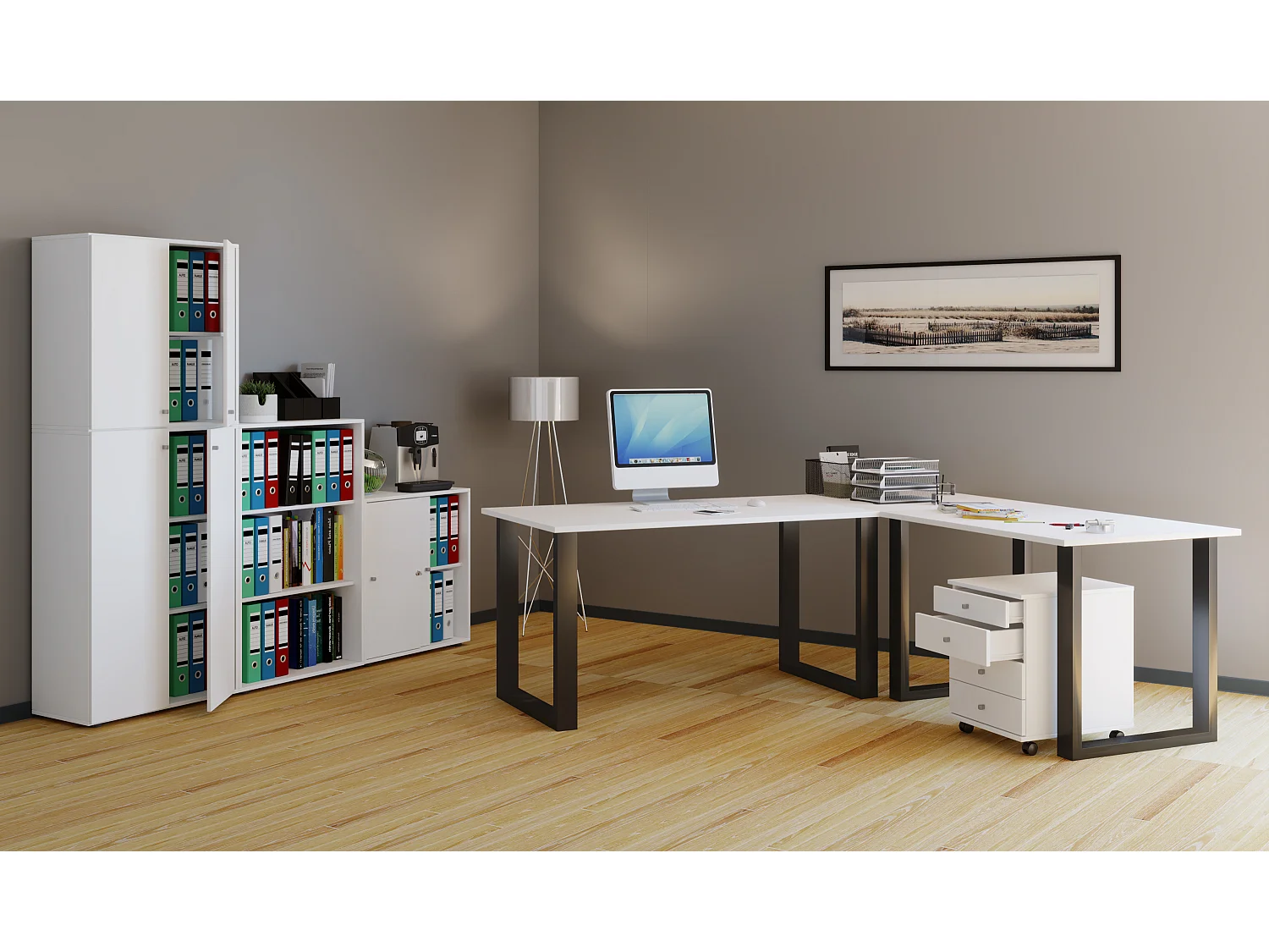 Desk Lona Black / White H. 76 x W. 190 x D. 130 cm