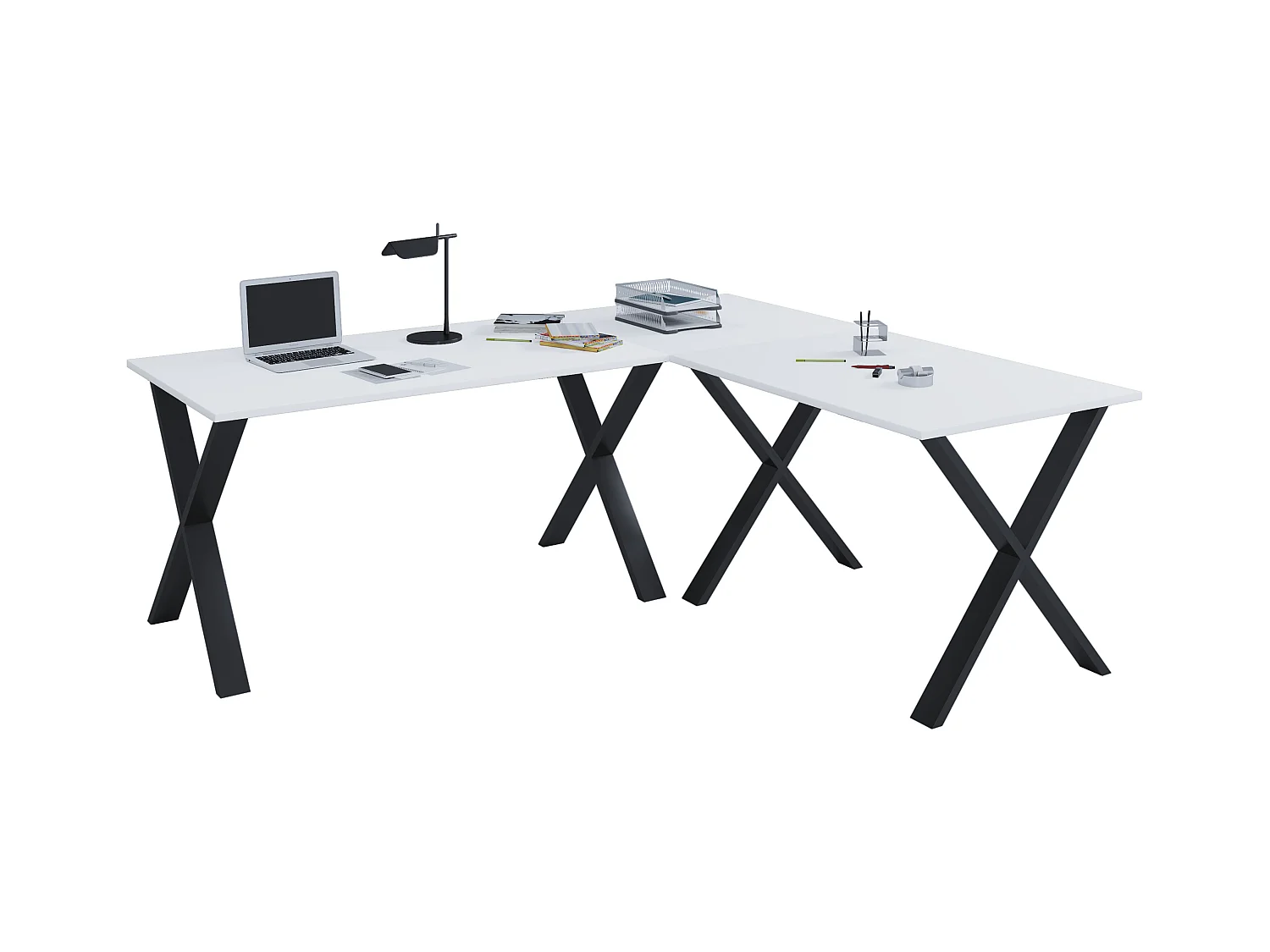 Desk Lona Black / White H. 76 x W. 190 x D. 190 cm