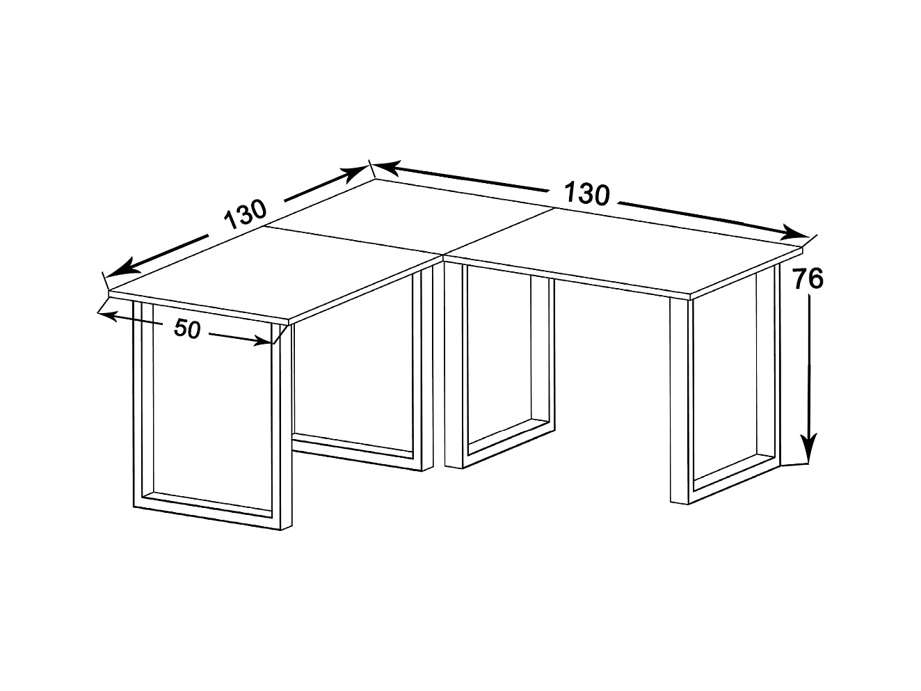 Desk Lona Black / White H. 76 x W. 130 x D. 130 cm