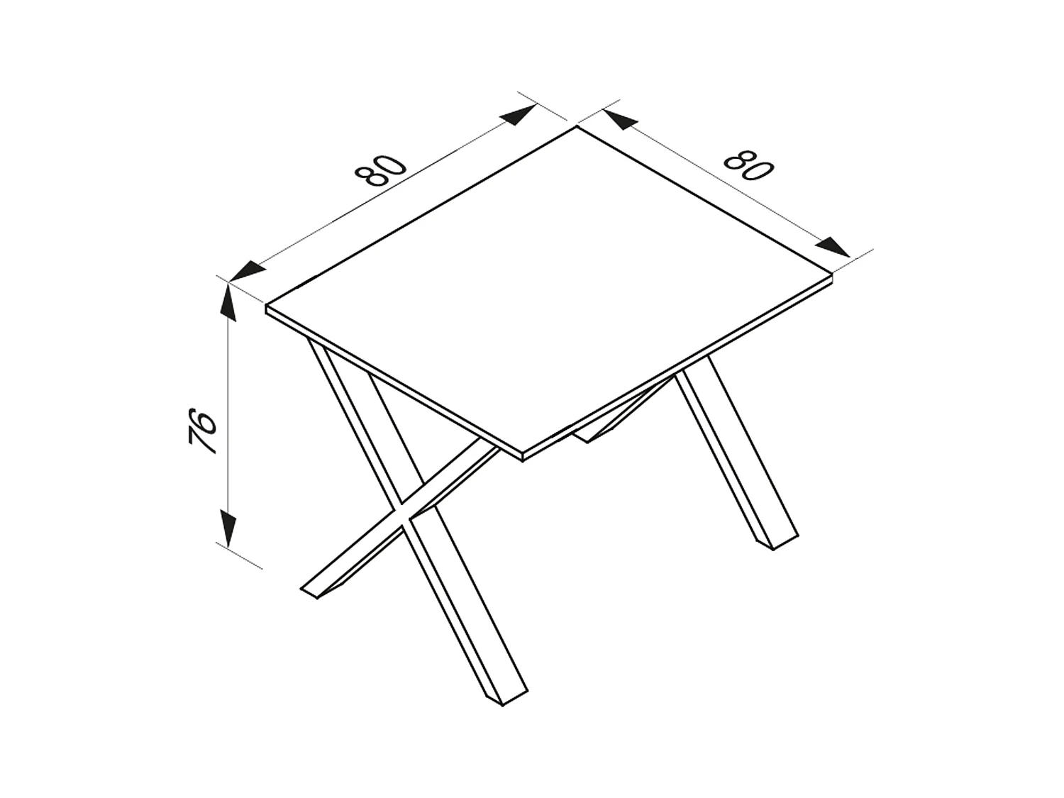 Desk Lona Black / White H. 76 x W. 80 x D. 80 cm