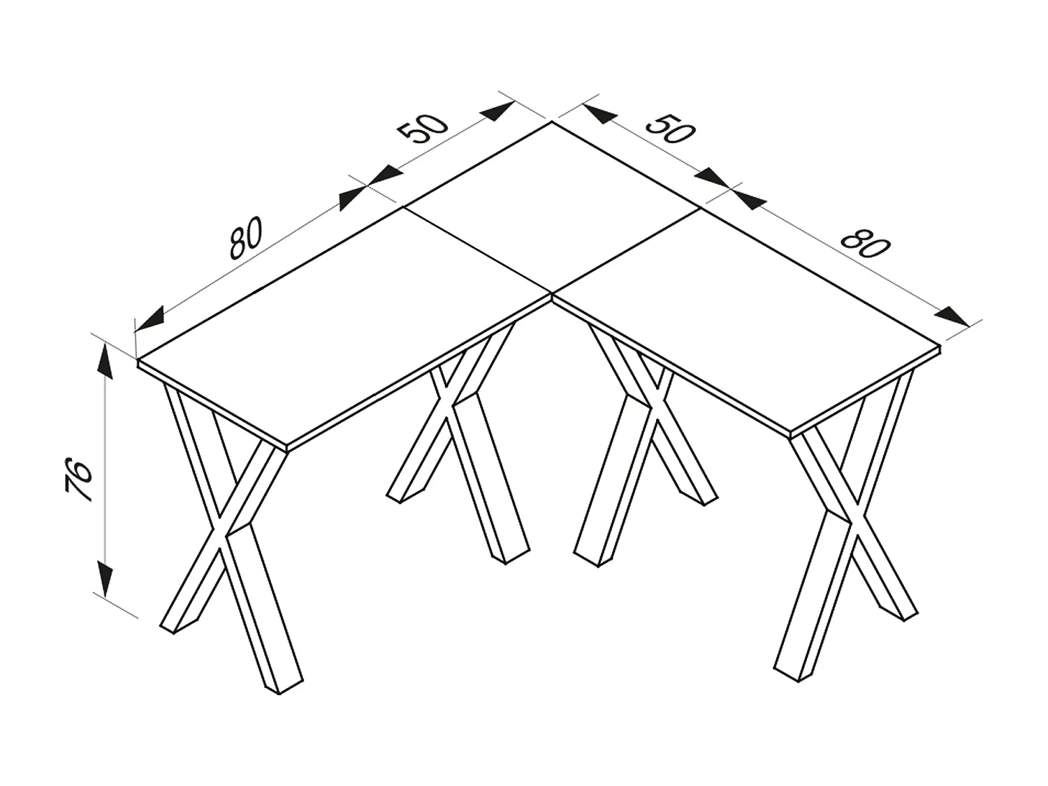 X Bureauhoekbureau 130x130x50