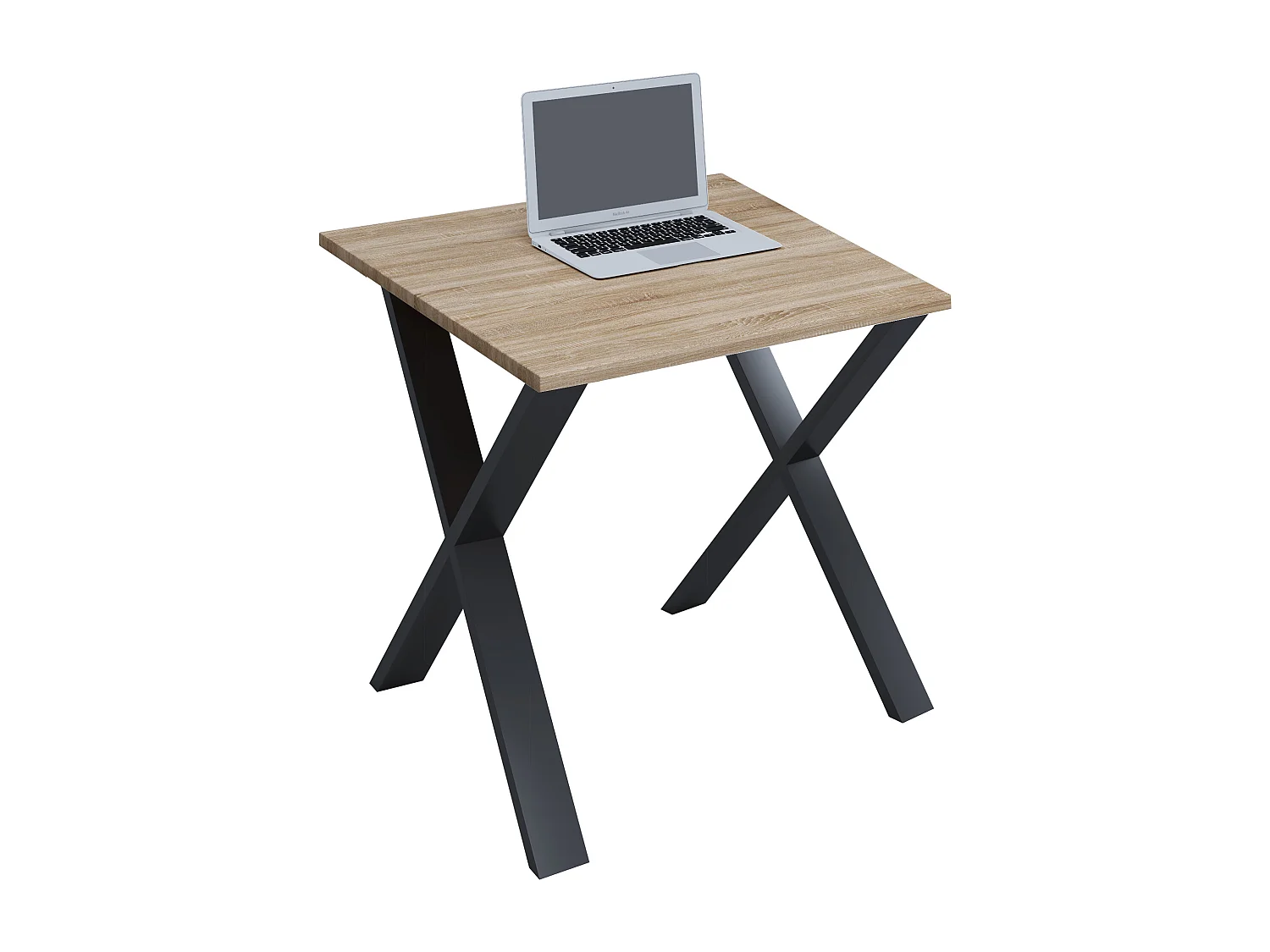 Lona Bureau 80x80 cm, pieds en X, finition chêne Sonoma/noir.