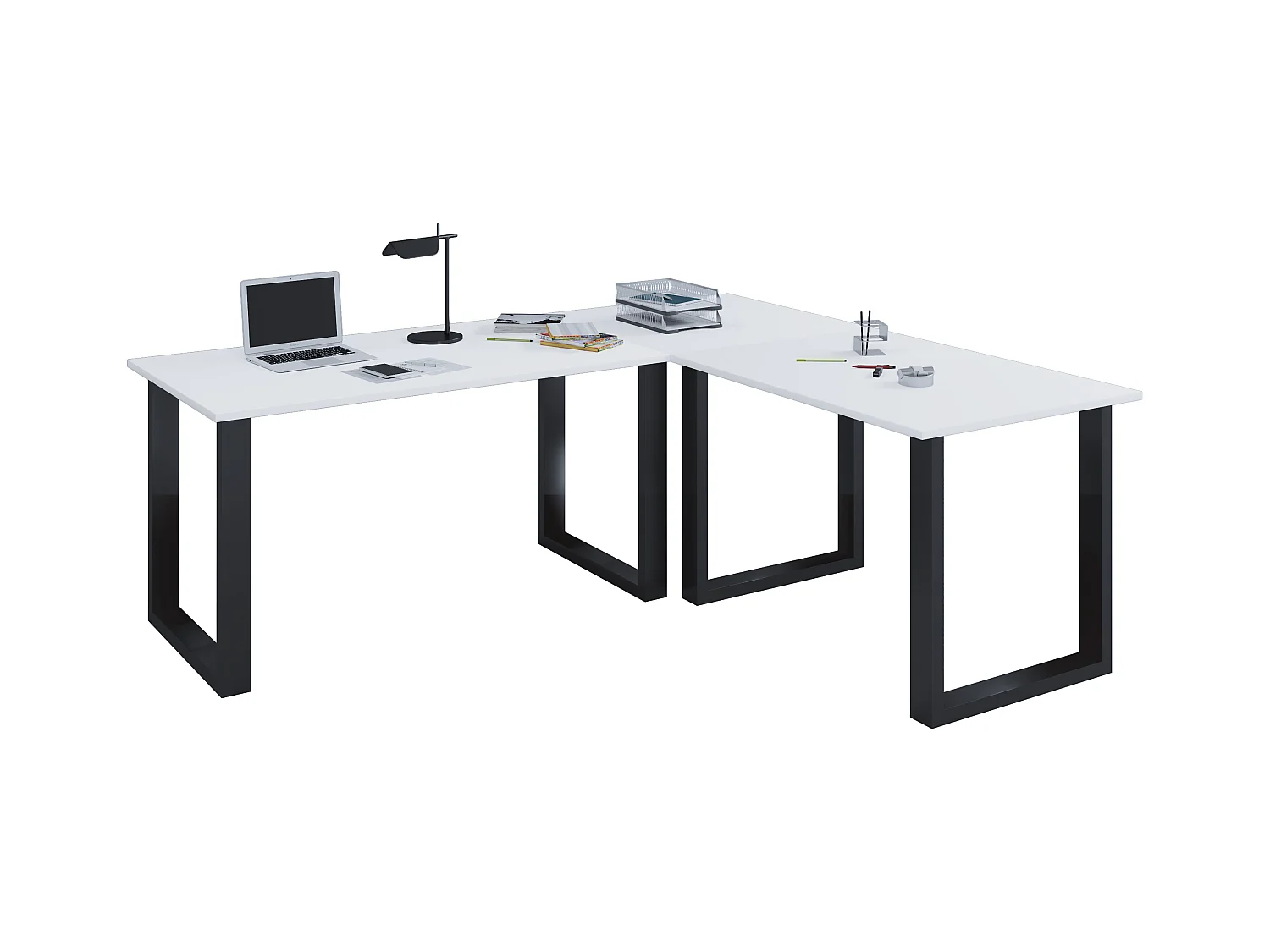 Desk Lona Black / White H. 76 x W. 160 x D. 160 cm