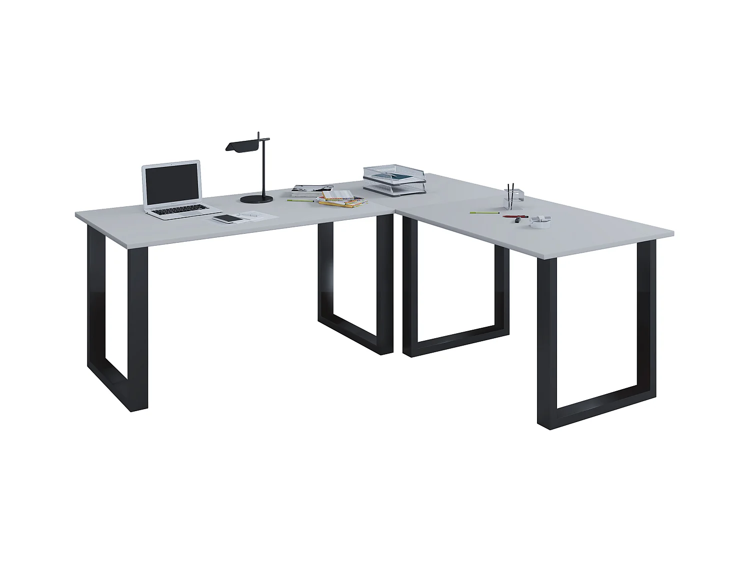 Scrivania angolare Lona 50 cm U alluminio nero