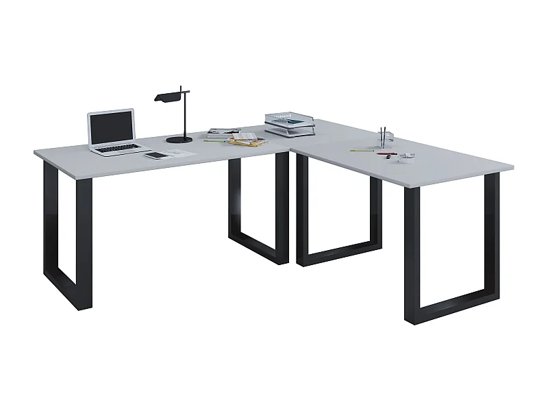 Scrivania angolare Lona 50 cm U alluminio nero