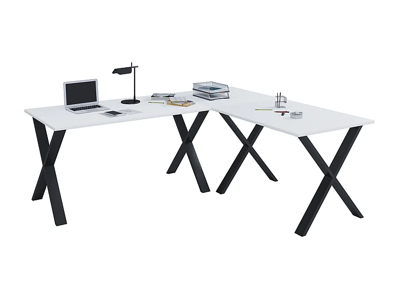Desk Lona Black / White H. 76 x W. 220 x D. 160 cm