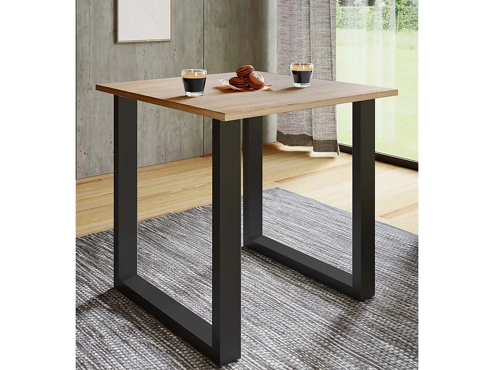 Dining table Xona Black / Sonoma oak H. 76 x W. 80 x D. 80 cm