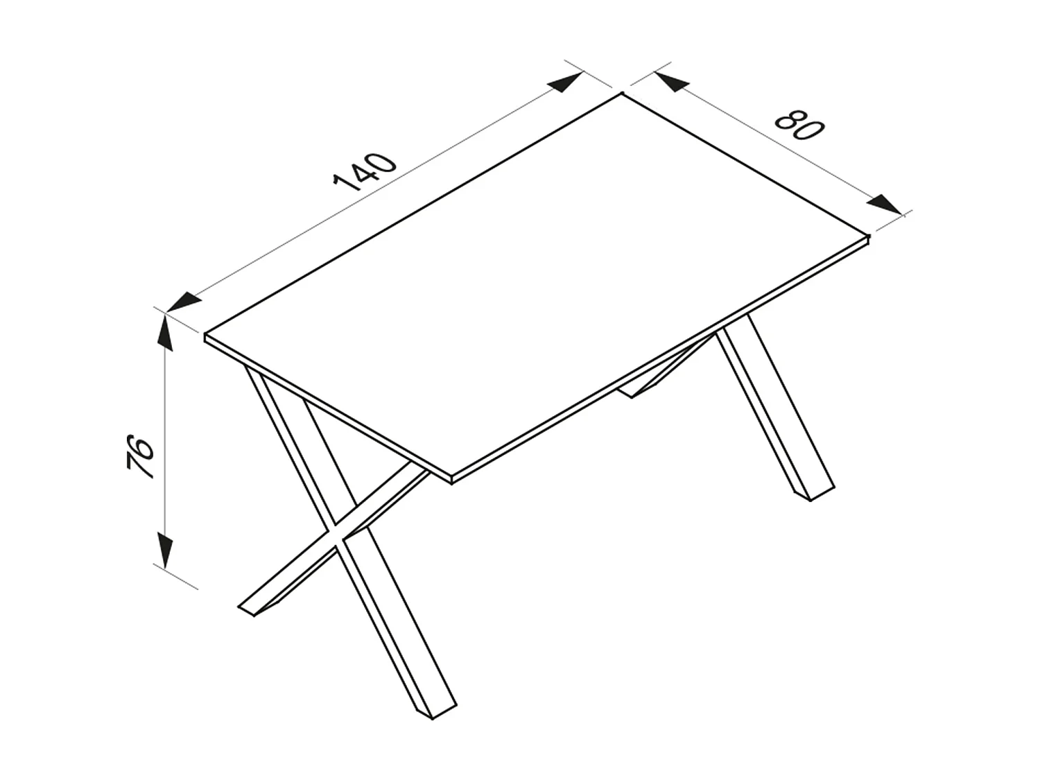 Dining table Xona Black / Sonoma oak H. 76 x W. 140 x D. 80 cm