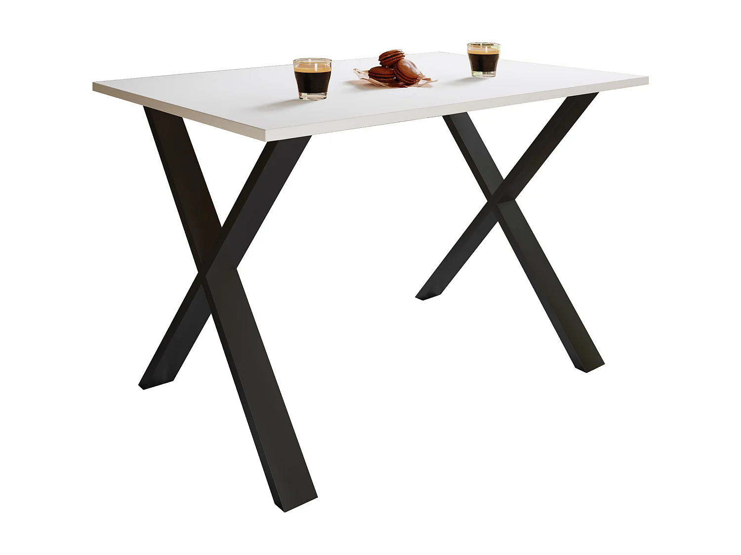 Mesa de jantar de madeira VCM Premium | A. 76 x L. 140 x P. 80 cm | Mesa de jantar de mesa de cozinha Xona X (Preto / Branco)