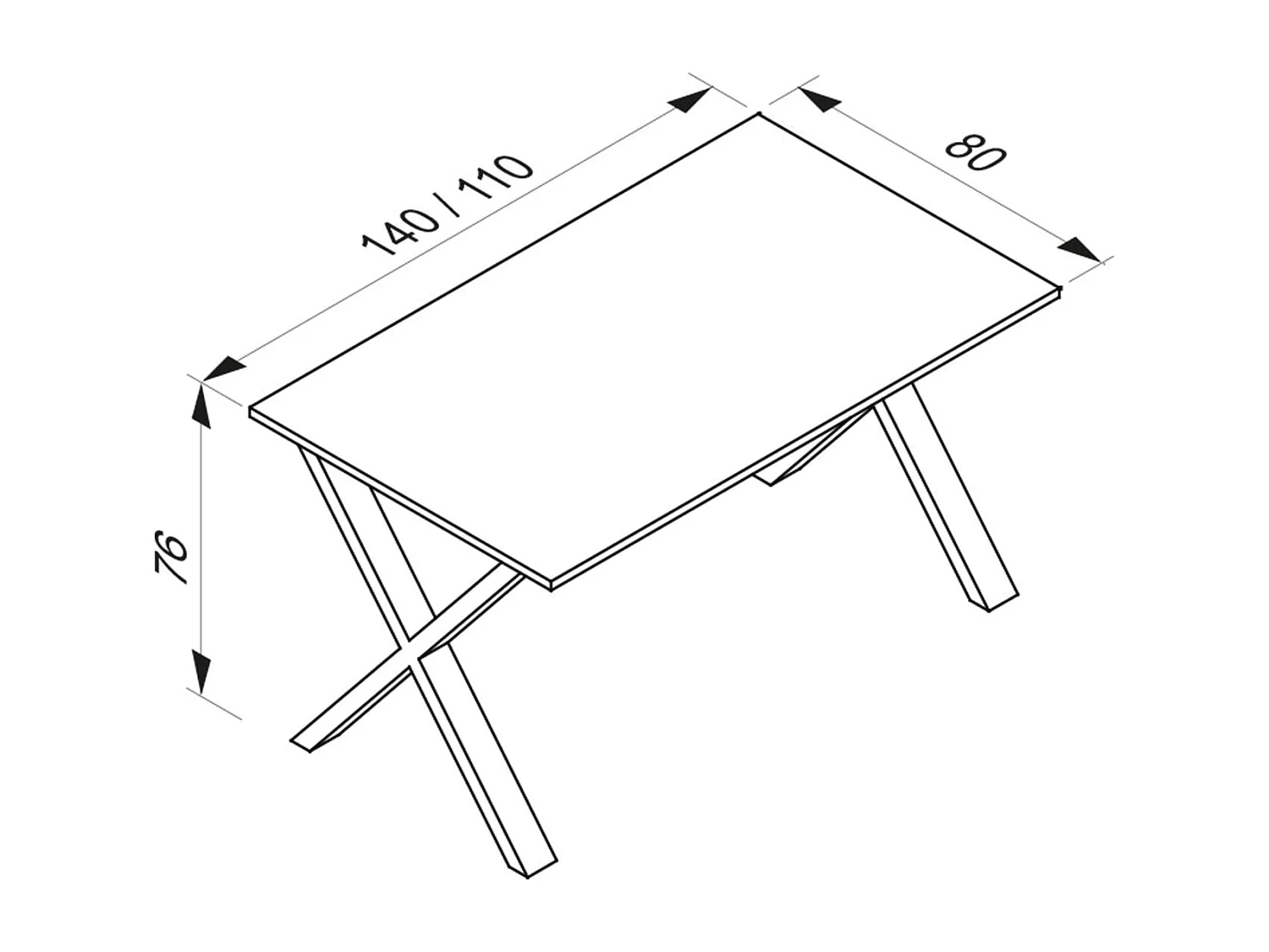 Dining table Xona Black / White H. 76 x W. 110 x D. 80 cm