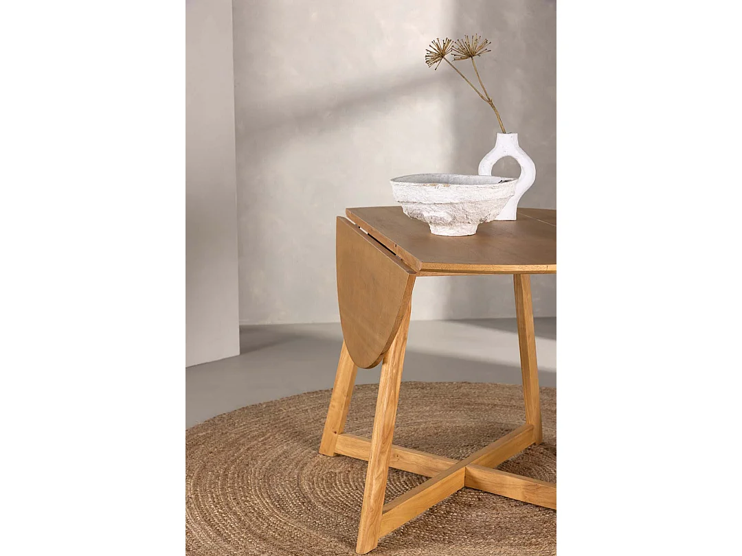 Yadikon eetkamertafel Ø120cm , uittrekbaar met extra plaat eik decor.