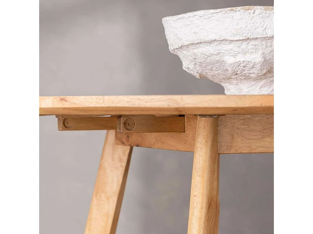 Yadikon eetkamertafel Ø120cm , uittrekbaar met extra plaat eik decor.