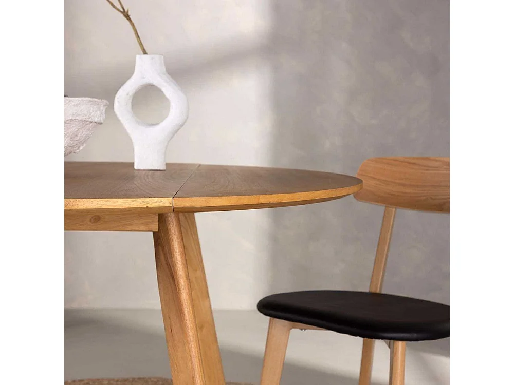 Yadikon eetkamertafel Ø120cm , uittrekbaar met extra plaat eik decor.