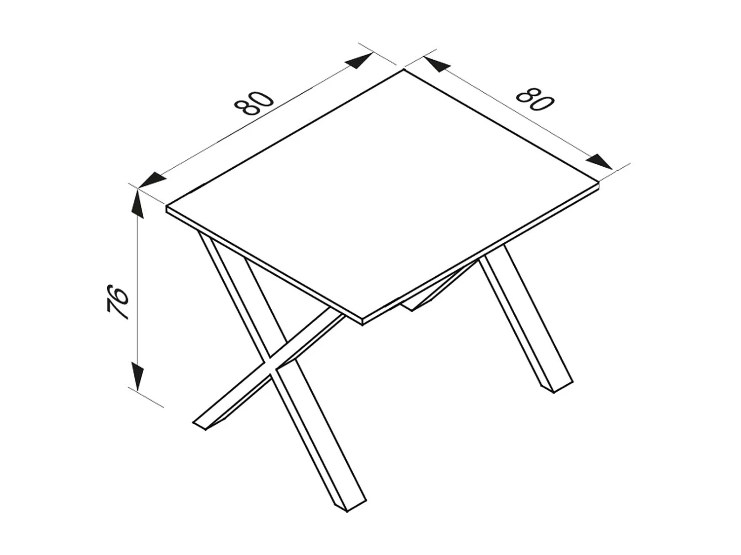 Dining table Xona Black / White H. 76 x W. 80 x D. 80 cm