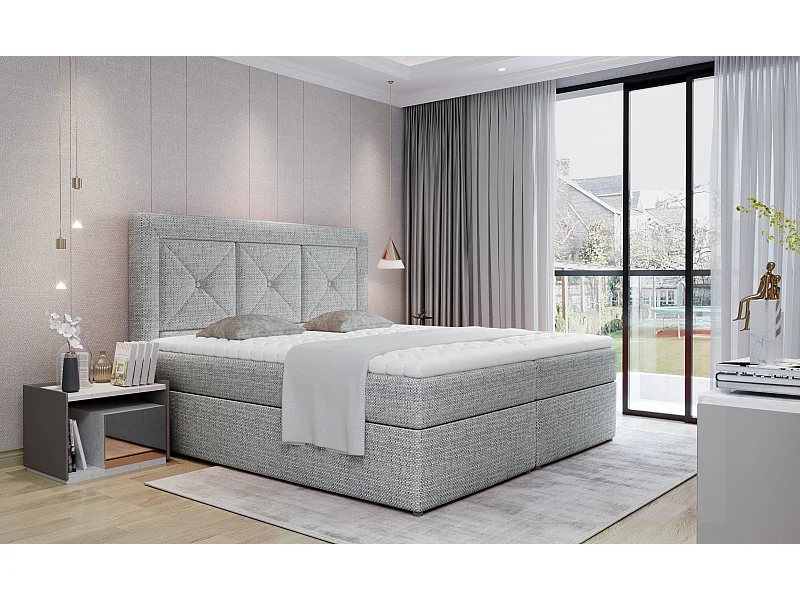 Box Spring Letto Lissabon S (140x200)/Tessuto-Grigio