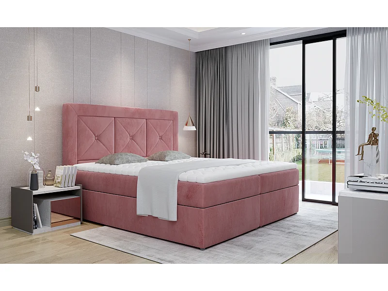 Boxspringbett Lissabon S (140x200)//Stoff-Pink