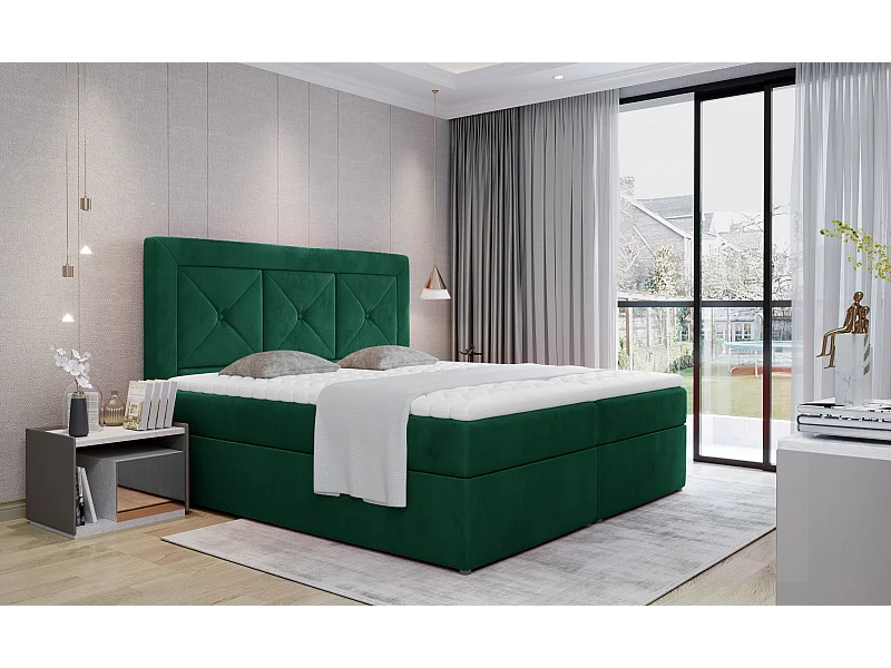 Box Spring Letto Lissabon S (140x200)/Tessuto-Verde