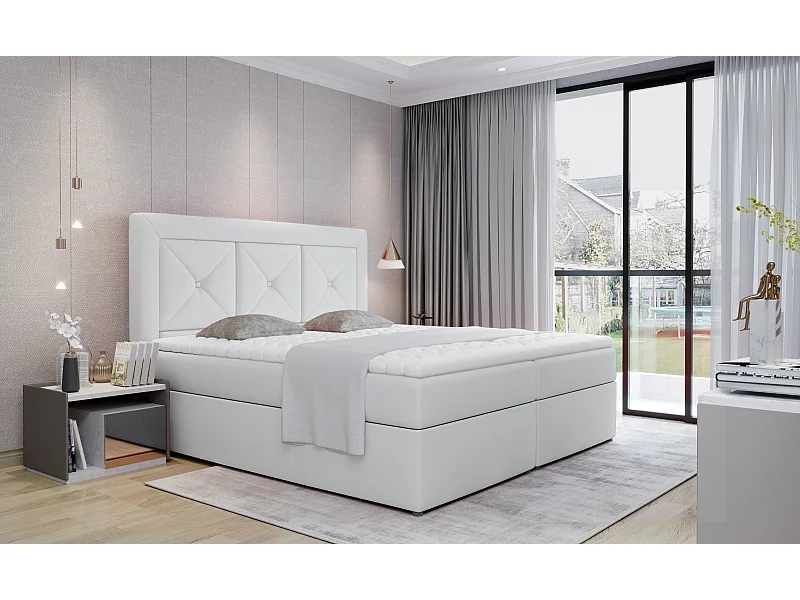 Boxspringbett Lissabon M (160x200)/Stoff-Weiss