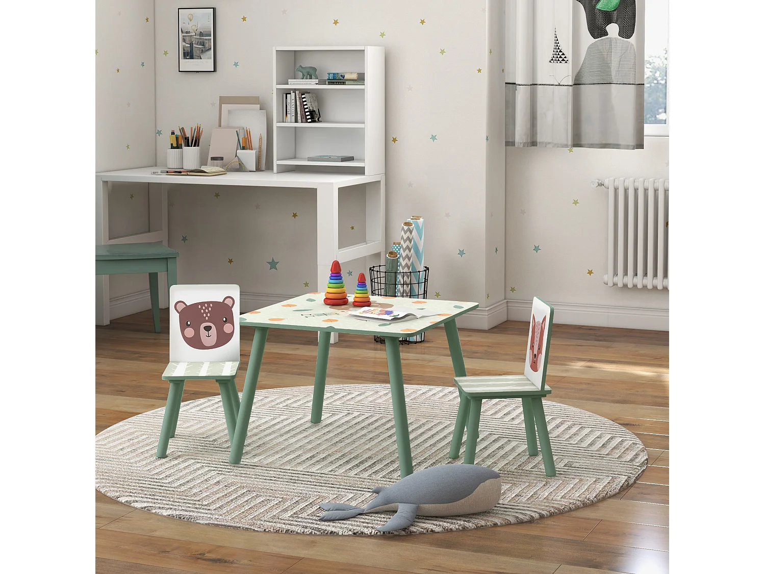 Mesa para niños verde 60x60x44 cm ZONEKIZ