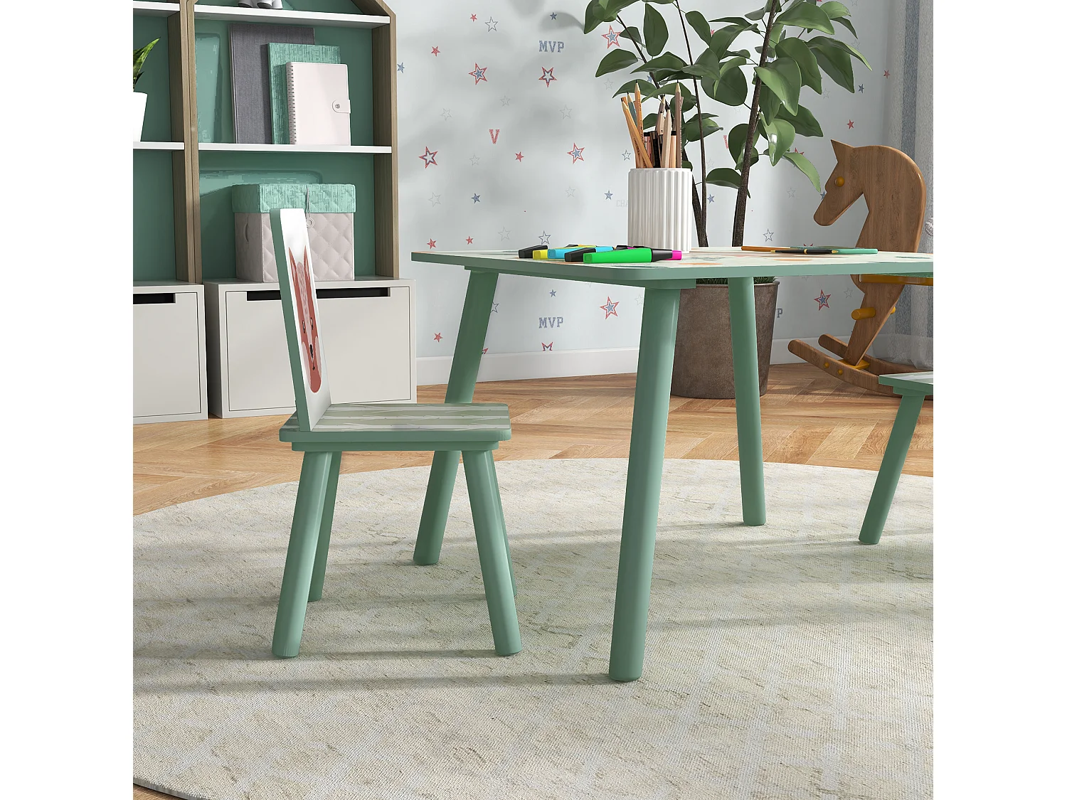 Mesa para niños verde 60x60x44 cm ZONEKIZ