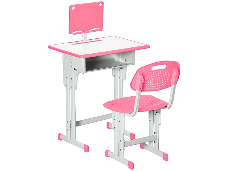 Pupitre infantil rosa y blanco 60x45x102 cm HOMCOM