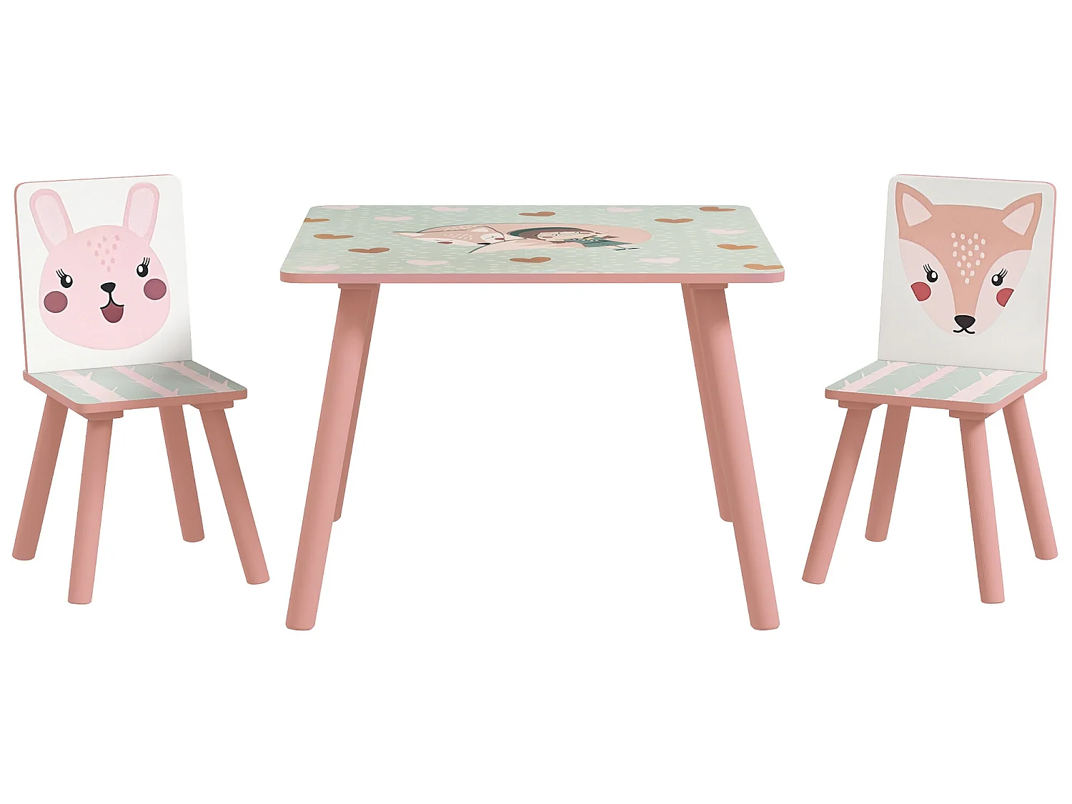 Mesa para niños rosa 60x60x44 cm ZONEKIZ