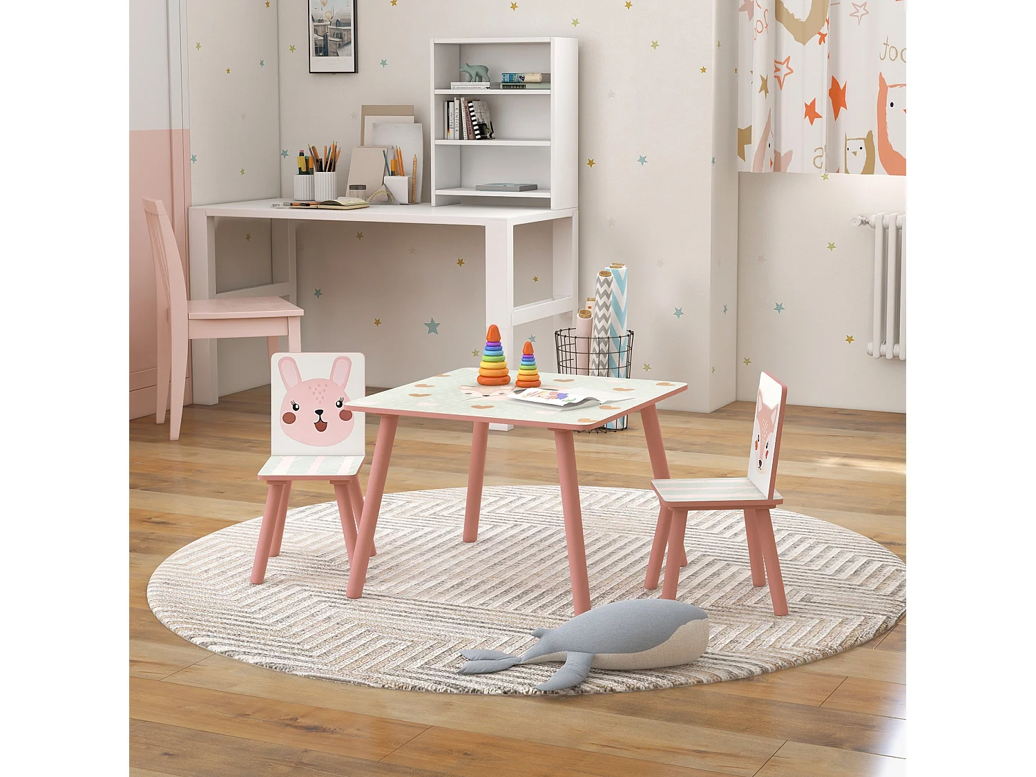 Mesa para niños rosa 60x60x44 cm ZONEKIZ
