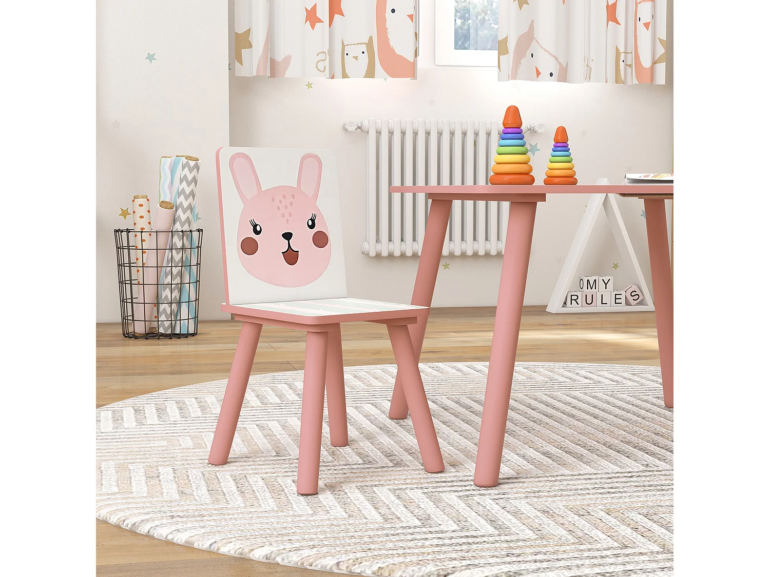 Mesa para niños rosa 60x60x44 cm ZONEKIZ