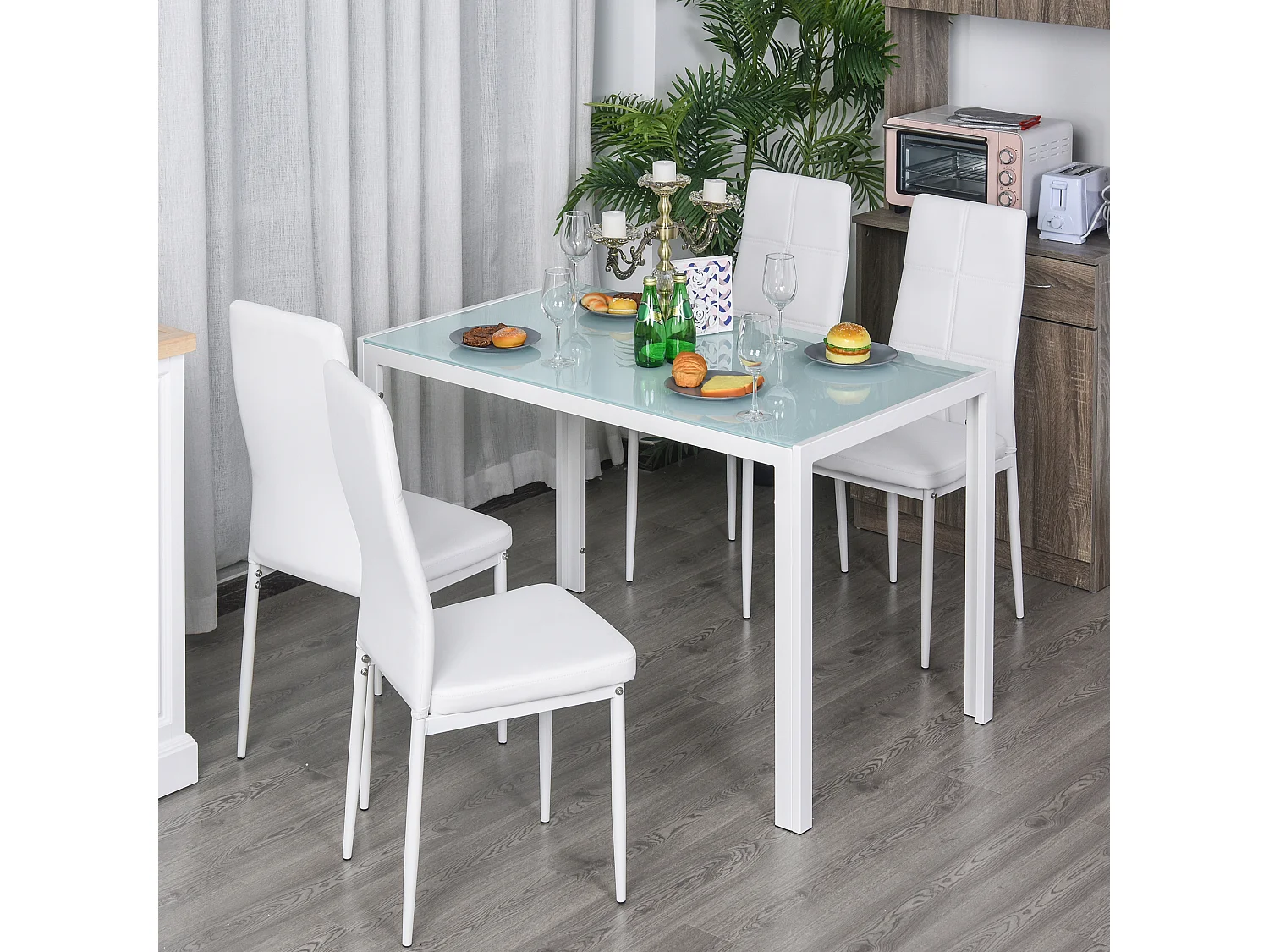 Conjunto de comedor blanco 120x70x75 cm HOMCOM