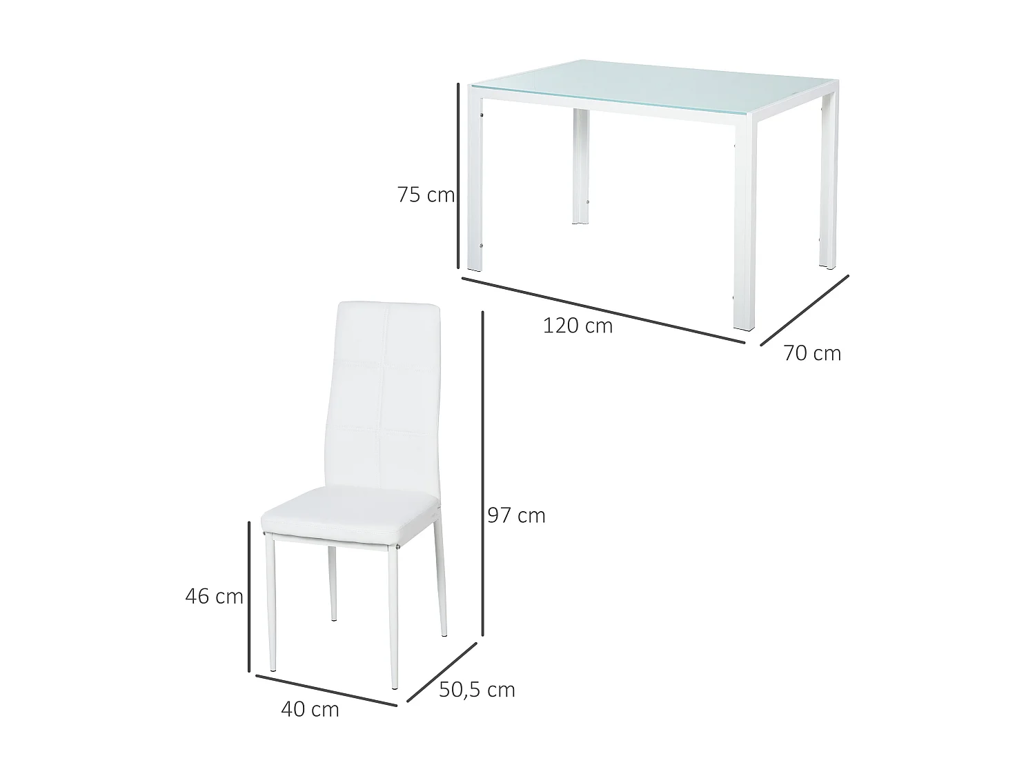 Conjunto de comedor blanco 120x70x75 cm HOMCOM