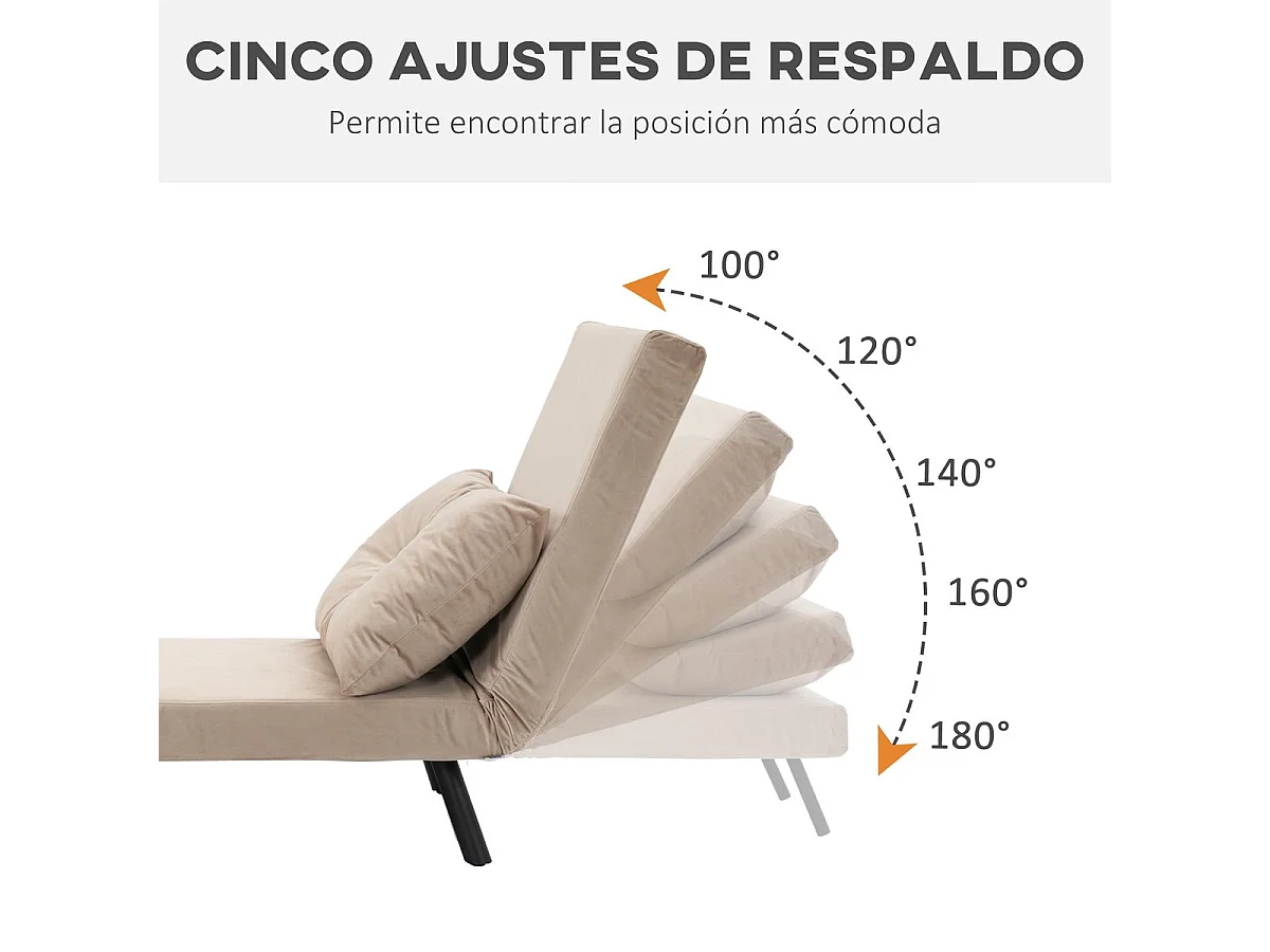 Sofá cama individual beige 63x73x81 cm HOMCOM