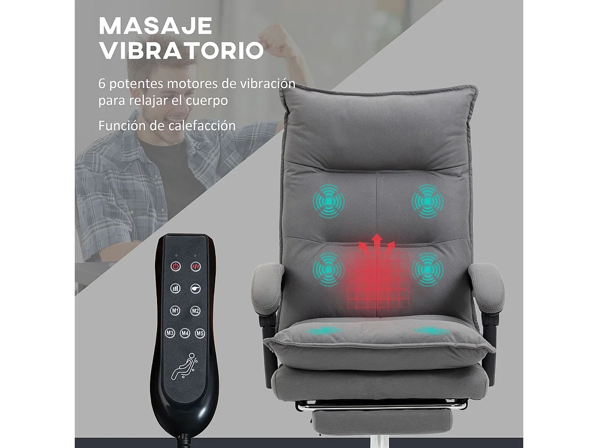 Silla de masaje gris 66x74x121.5 cm Vinsetto