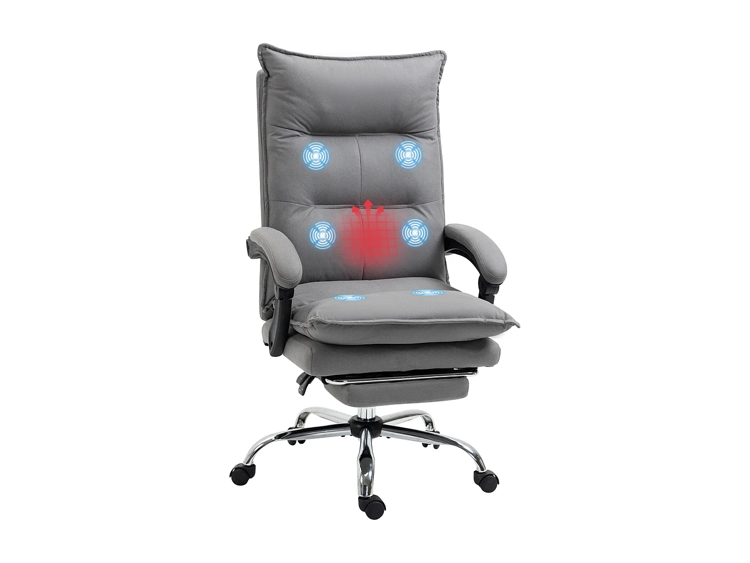 Silla de masaje gris 66x74x121.5 cm Vinsetto