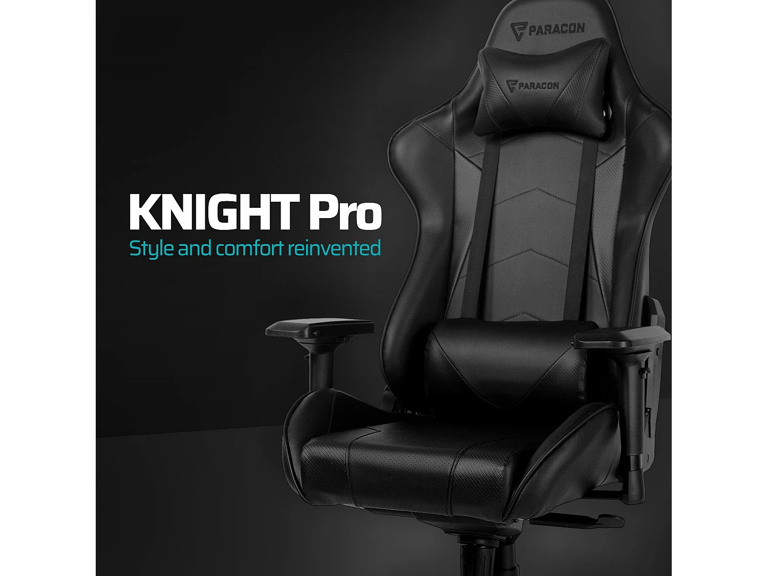 Paracon Knight Pro gamestoel incl. kussen voor nek en lenden zwart.